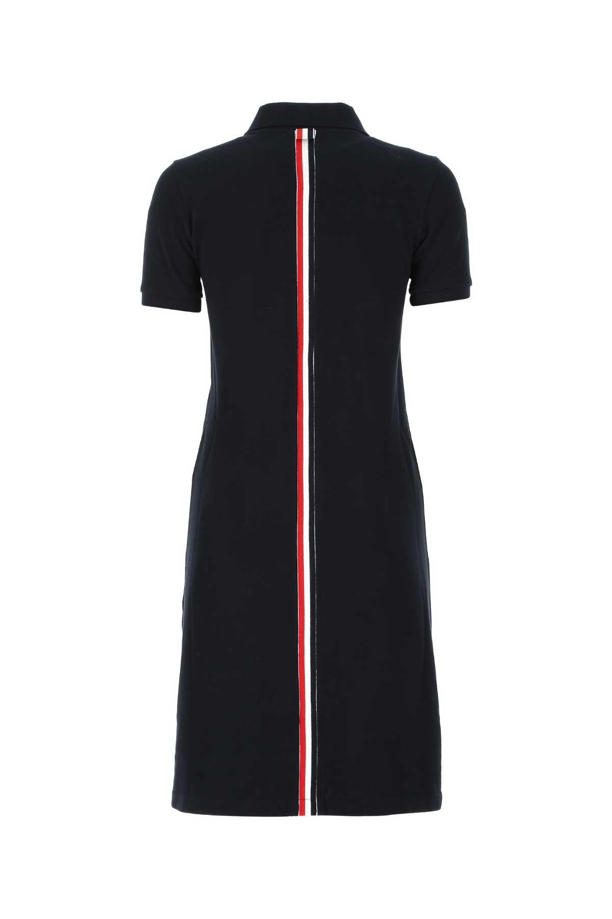 THOM BROWNE Midnight Blue Piquet Mini Polo Shirt Dress