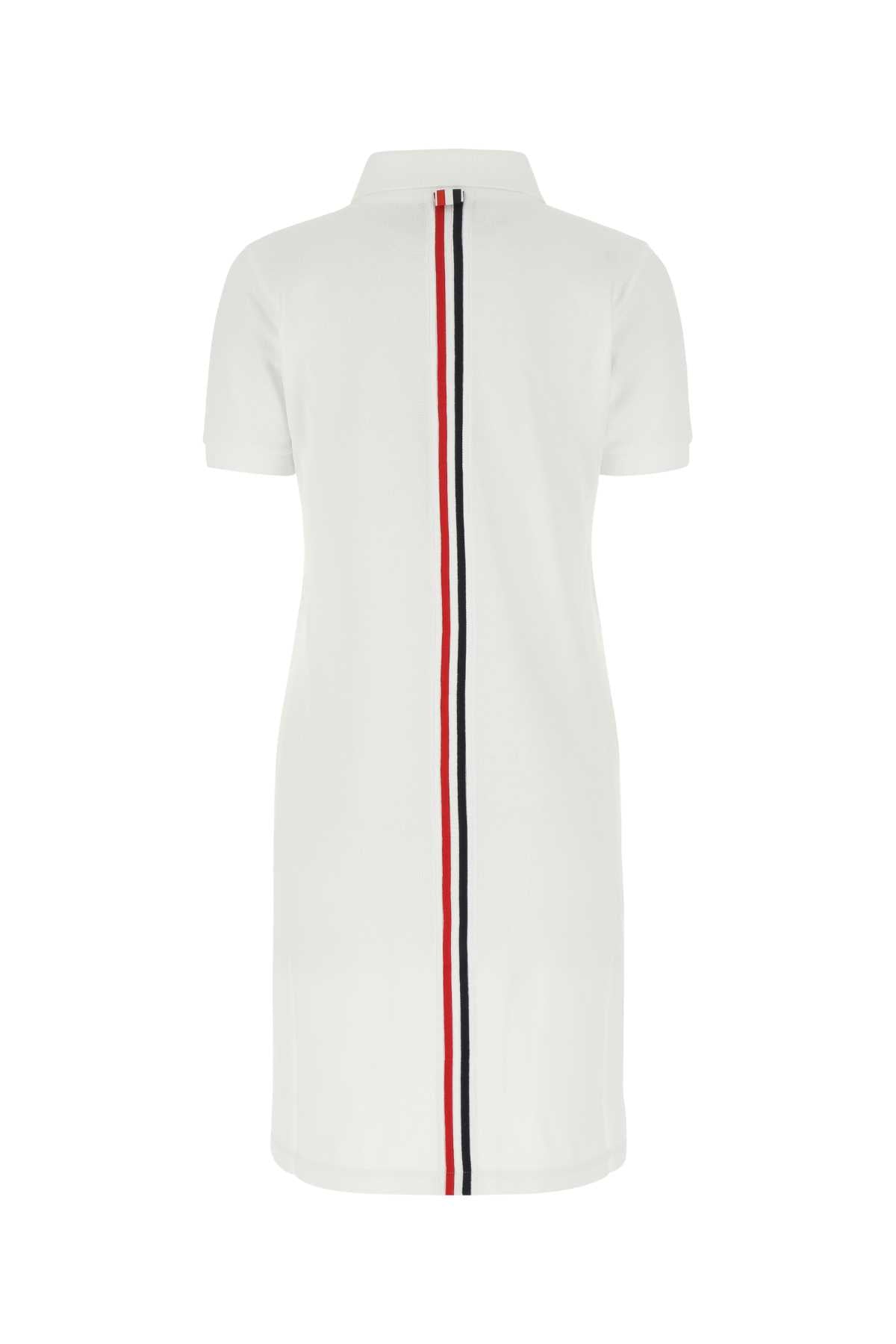 THOM BROWNE Chic White Piquet Polo Shirt Dress