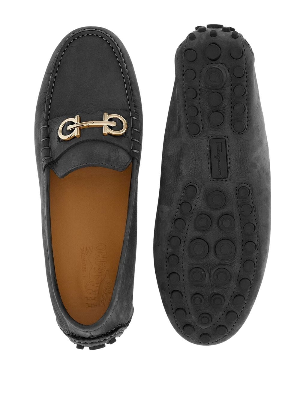 FERRAGAMO Gancini Hook Leather Loafers