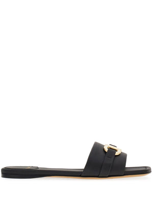 Ferragamo Gancini Hook Leather Flat Sandals