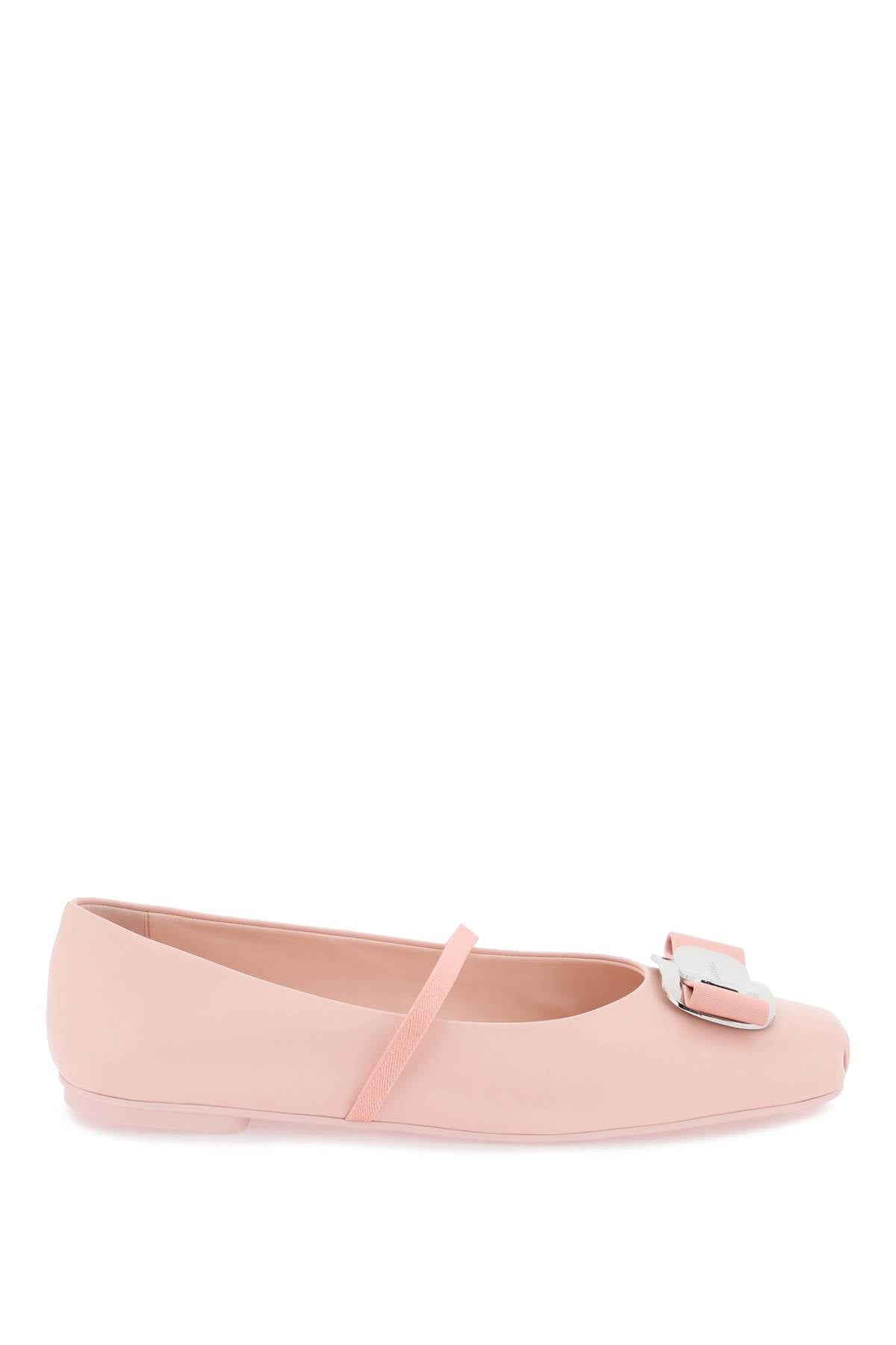 FERRAGAMO Zina Mini Ballet Flats with Geometric Plate