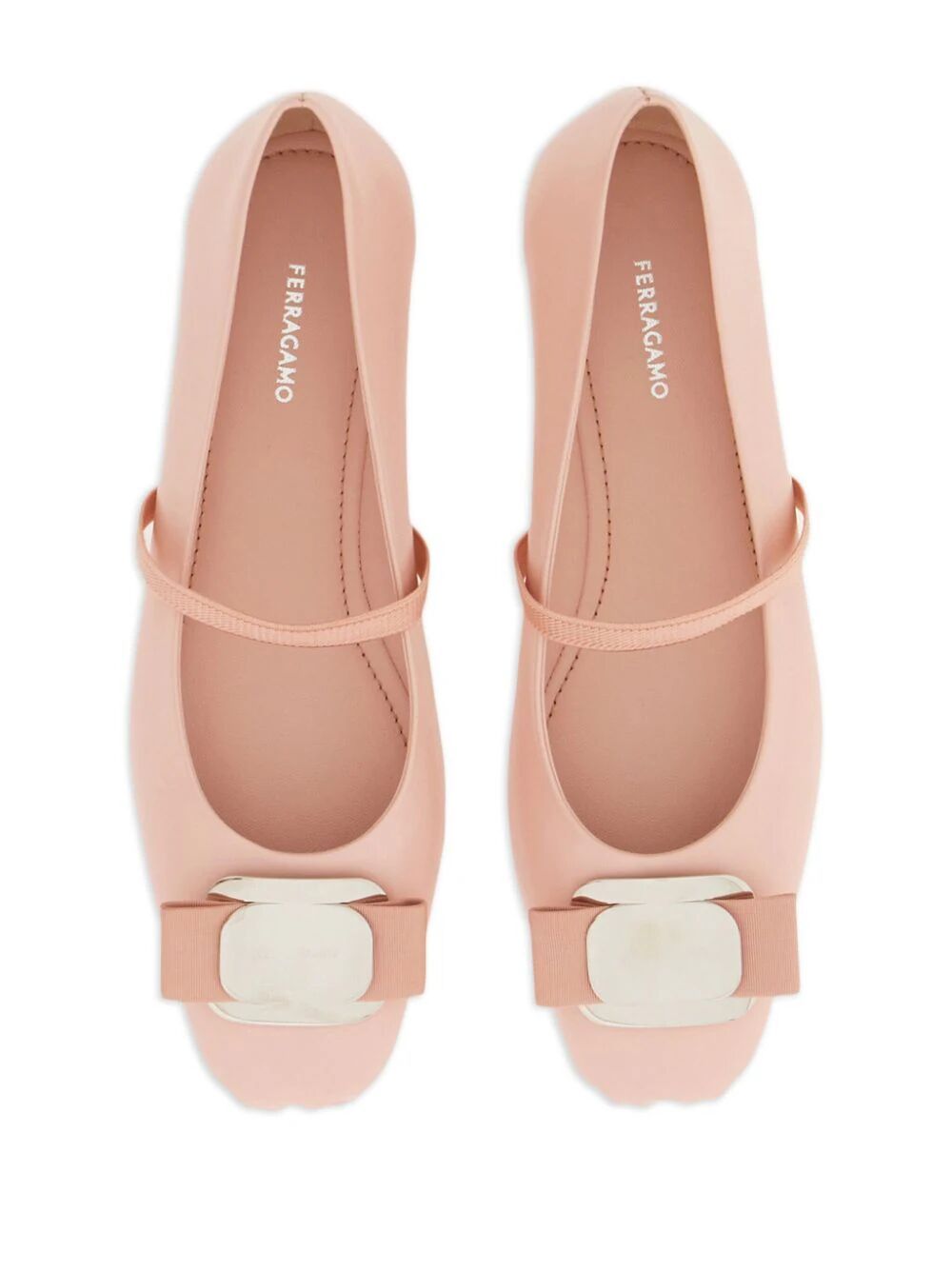 FERRAGAMO Zina Mini Ballet Flats with Geometric Plate