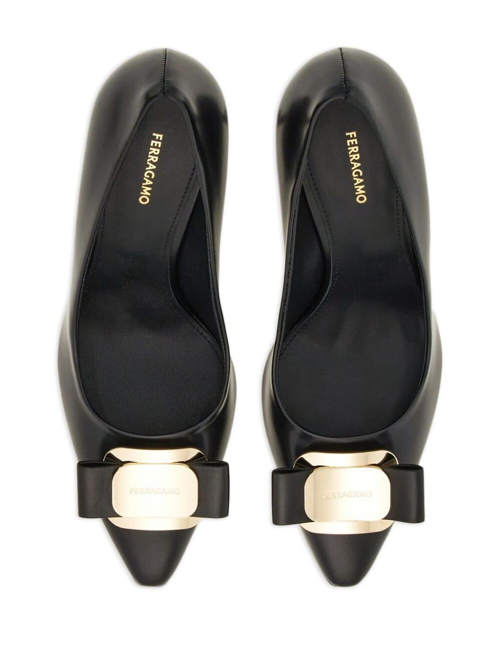 FERRAGAMO New Black Vara Plate Pumps for Women