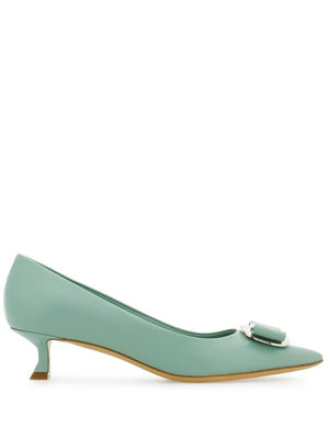 FERRAGAMO Green Pointed Toe Pumps for Women