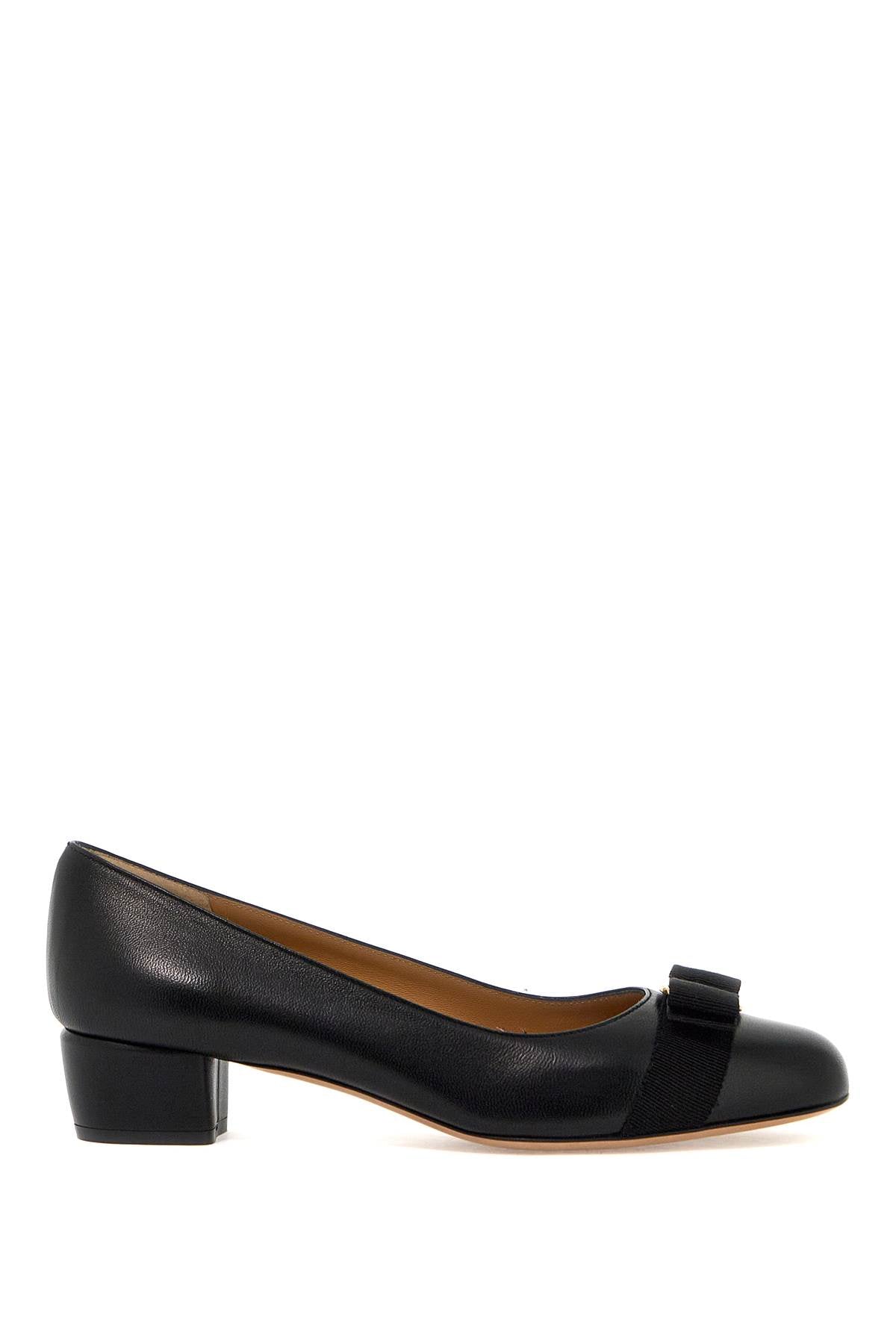 FERRAGAMO Elegant Bow Pumps | Classic Black Leather Sandals for Women | FW24 Collection