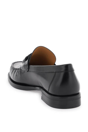 FERRAGAMO Iconic Black Gancini Hook Loafers for Men in Brushed Leather | SS24