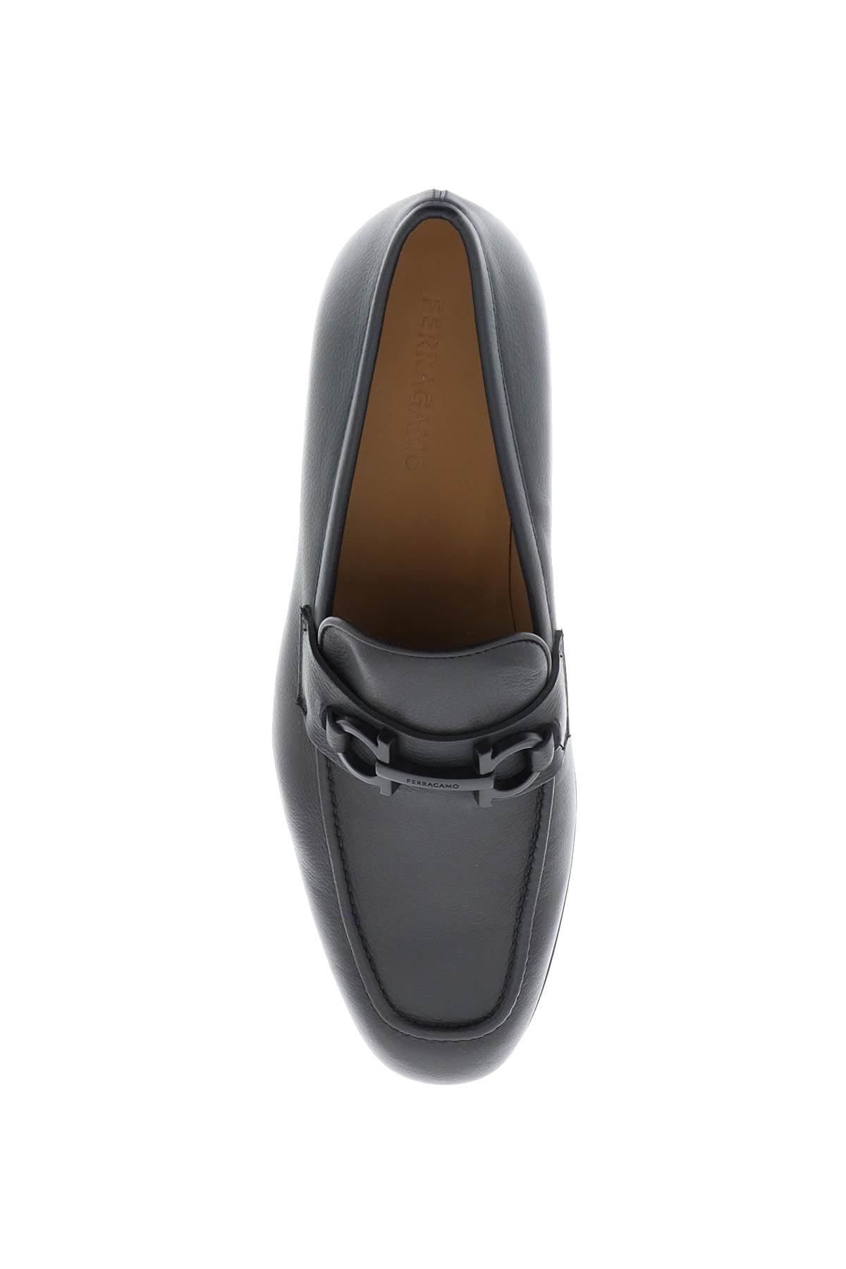 Ferragamo Men's Black Gancini Hook Loafers