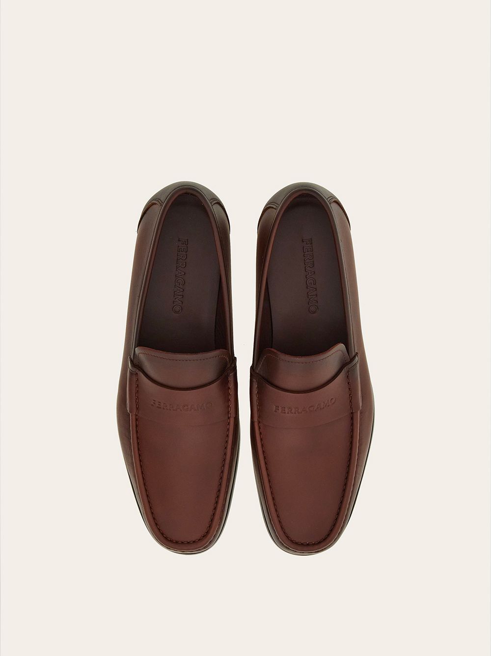 FERRAGAMO Classic Brown Leather Moccasins for Men - SS24 Collection