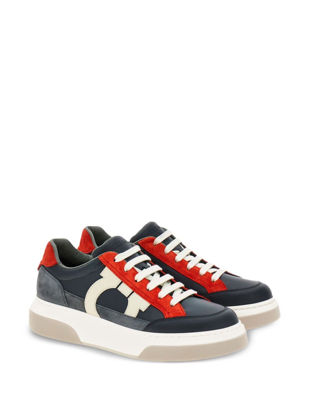 FERRAGAMO Gancini Hook Low-Top Leather Sneakers