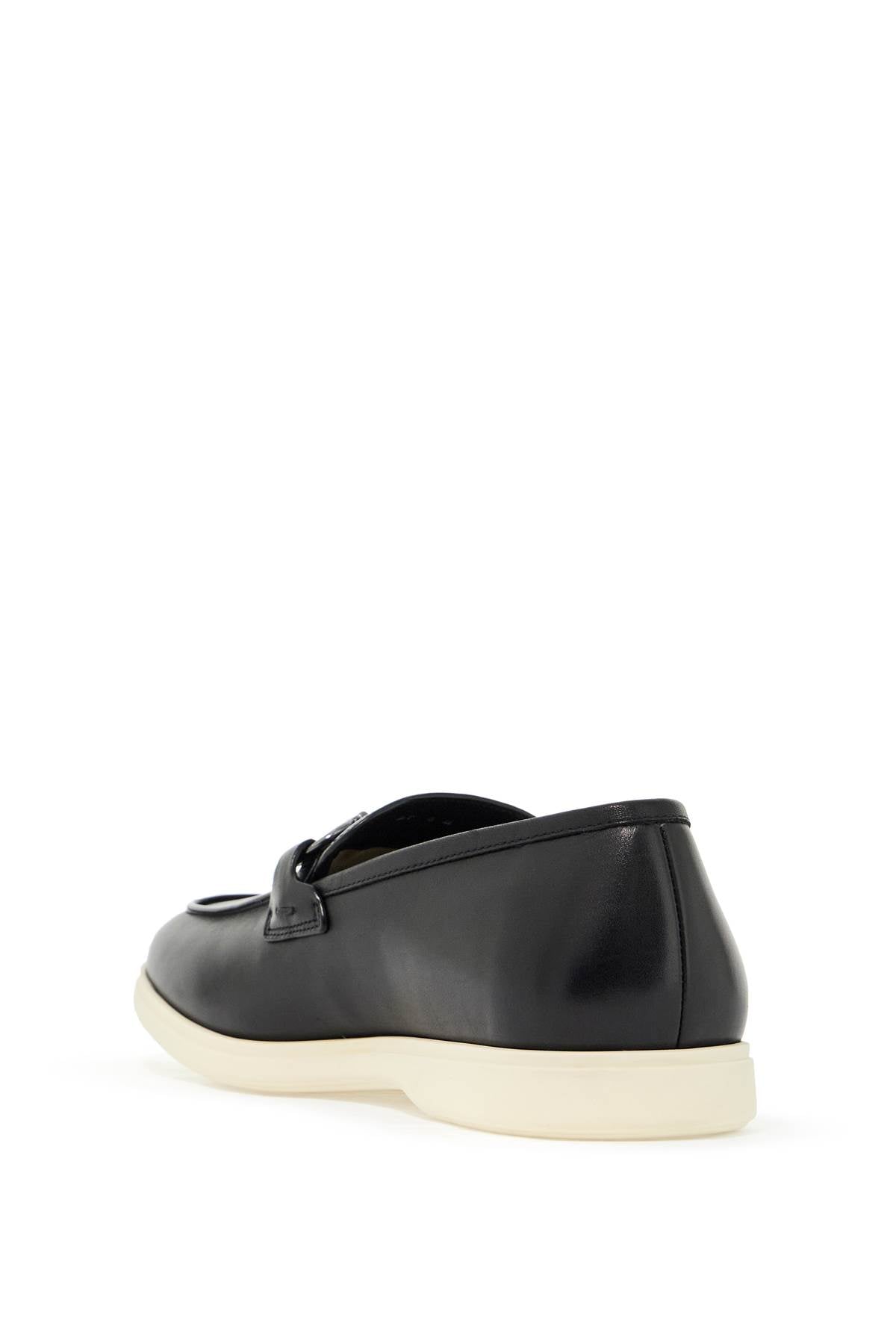 FERRAGAMO Casual Leather Loafers with Gancini Detail