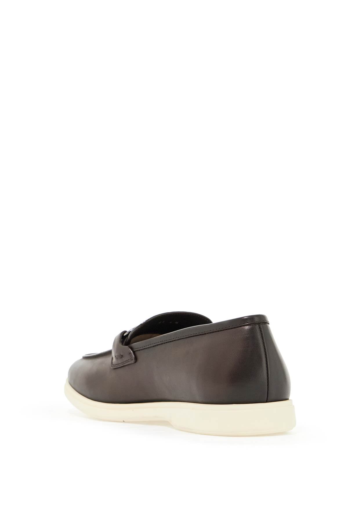 FERRAGAMO Casual Leather Loafers with Gancini Detail