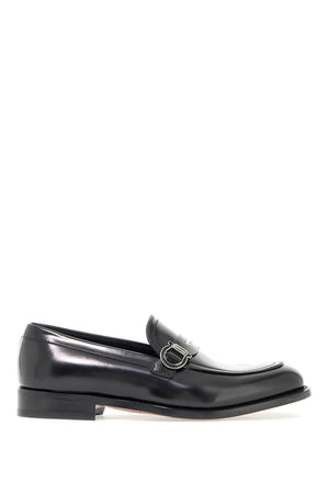 Ferragamo Elegant Leather Loafers with Gancini Hook Detail