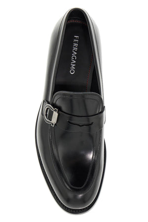 Ferragamo Elegant Leather Loafers with Gancini Hook Detail