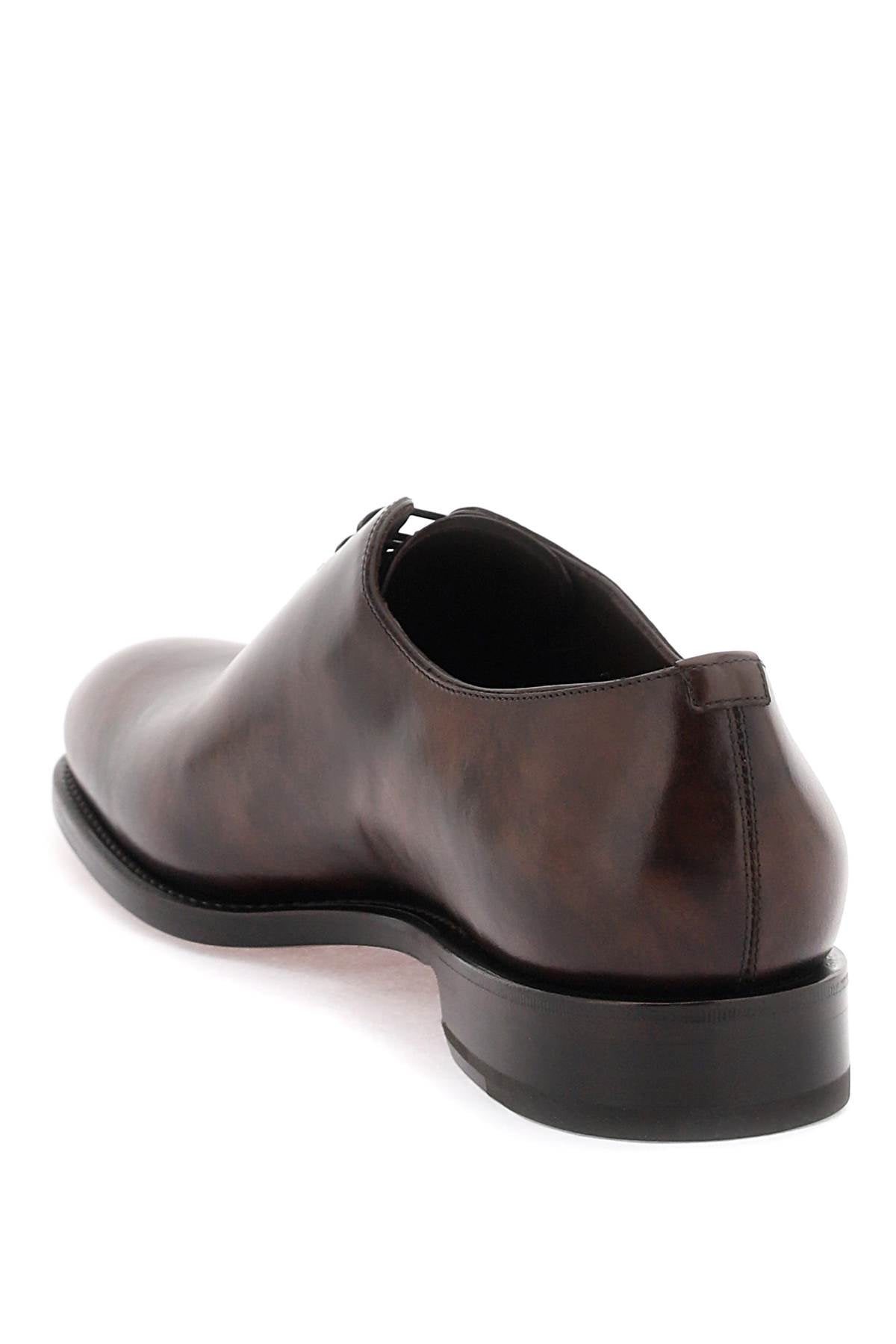 FERRAGAMO Shiny Leather Oxford Lace-Ups for Men