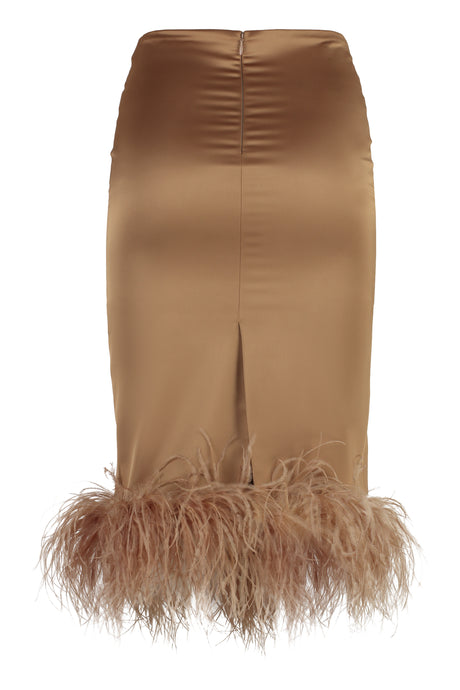 GIUSEPPE DI MORABITO Women's Satin Skirt with Feather Hemline and Back Slit