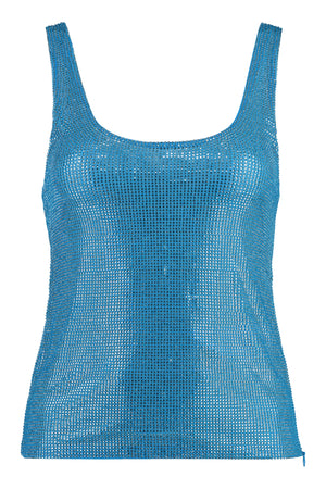 GIUSEPPE DI MORABITO Light Blue Rhinestone Tulle Top