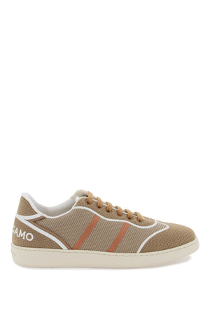 FERRAGAMO Vintage-Inspired Tan Mesh Low-Top Sneakers for Women