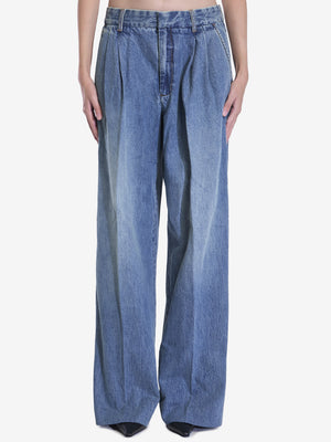 ZIMMERMANN Straight-Leg Pleated Cotton Denim Jeans