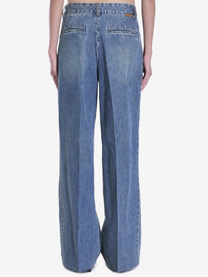 ZIMMERMANN Straight-Leg Pleated Cotton Denim Jeans