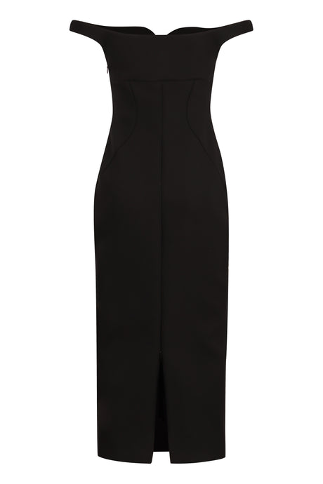 PHILOSOPHY DI LORENZO SERAFINI Elegant Off-Shoulder Sheath Dress with Sweetheart Neckline