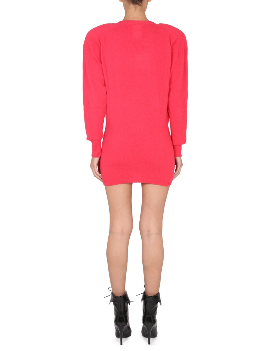 PHILOSOPHY DI LORENZO SERAFINI Chic Fuchsia Mini Dress with Padded Shoulders