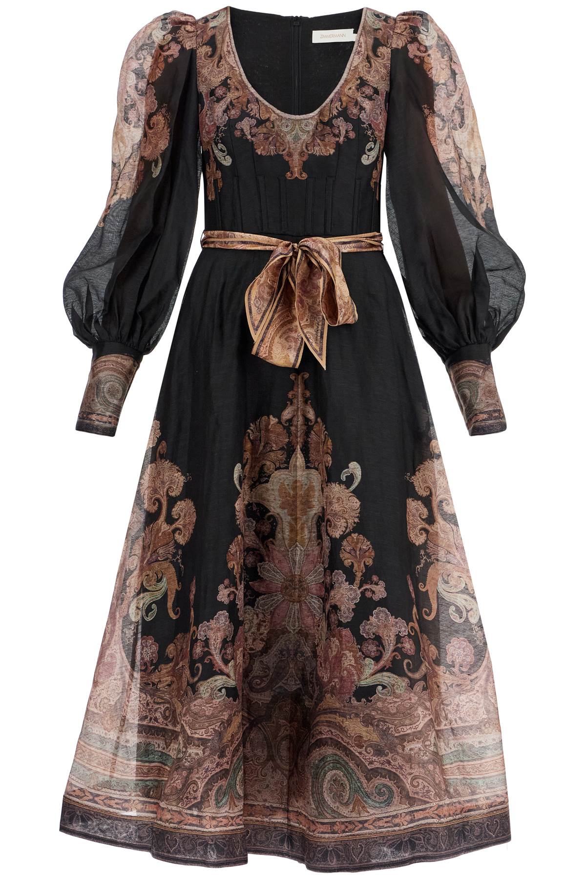 ZIMMERMANN Structured Midi Dress with Paisley Print