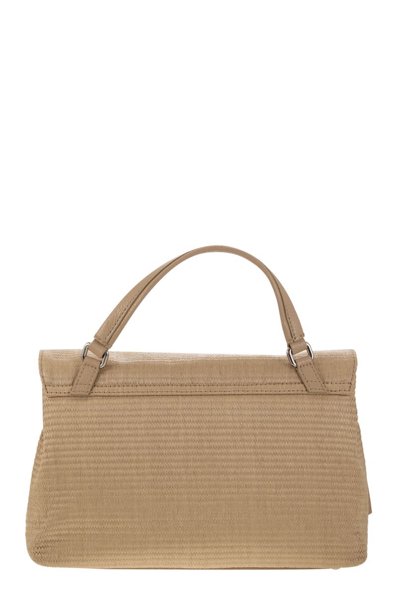 ZANELLATO Versatile Beige Shoulder Bag with Raffia and Leather Combination