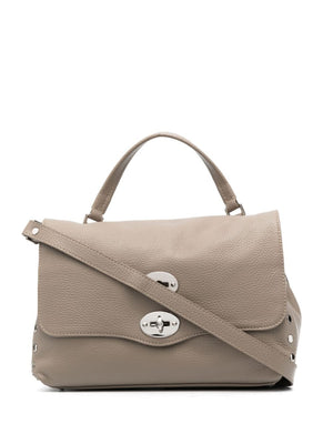 ZANELLATO Mini Leather Handbag with Silver-Tone Details