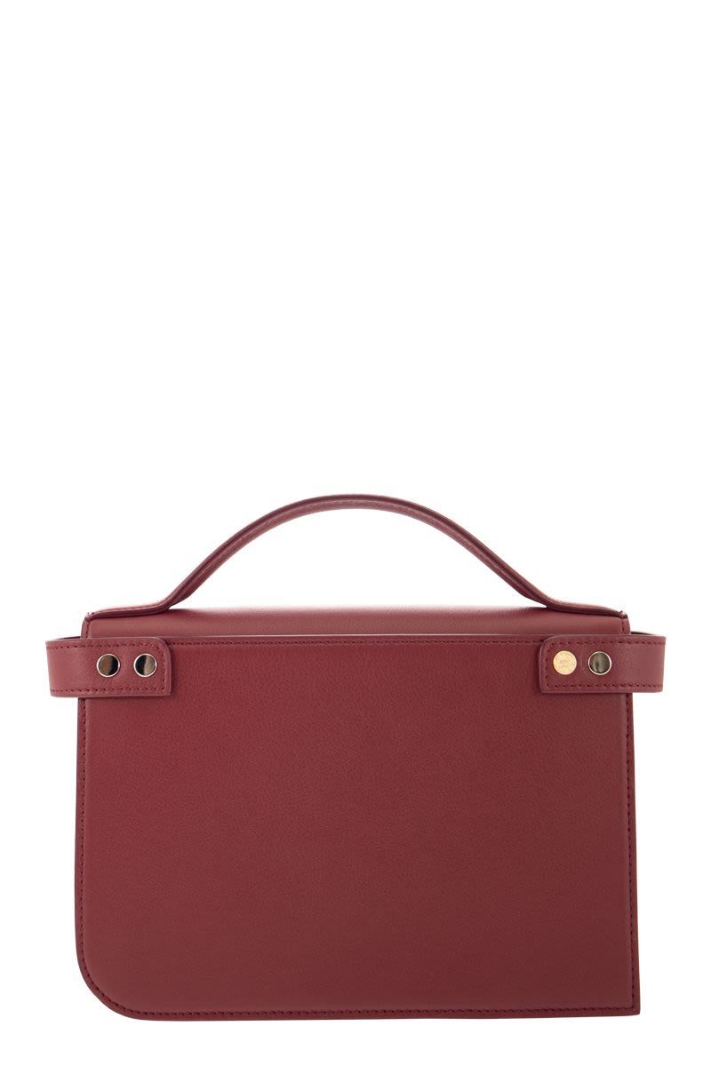 ZANELLATO Square Minimalist Bordeaux Handbag with Detachable Strap - FW23