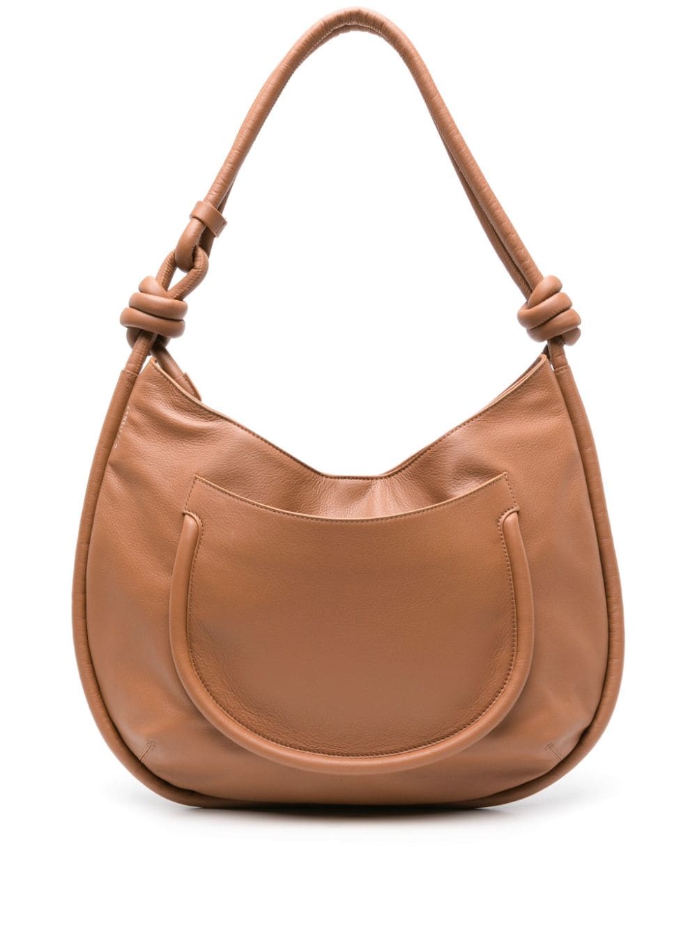 ZANELLATO Cognac Brown Leather Handbag with Knot Detailing