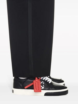 OFF-WHITE Men's Black Vulcanized Leather Sneakers for Summer 2024