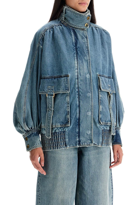 ZIMMERMANN Oversized Denim Bomber Jacket - Size 0