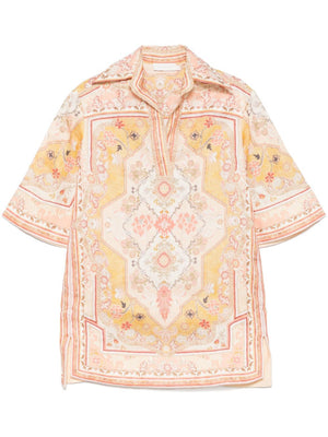 ZIMMERMANN Printed Linen Tunic with Side Pockets