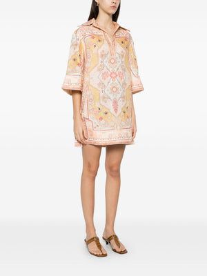 ZIMMERMANN Printed Linen Tunic with Side Pockets