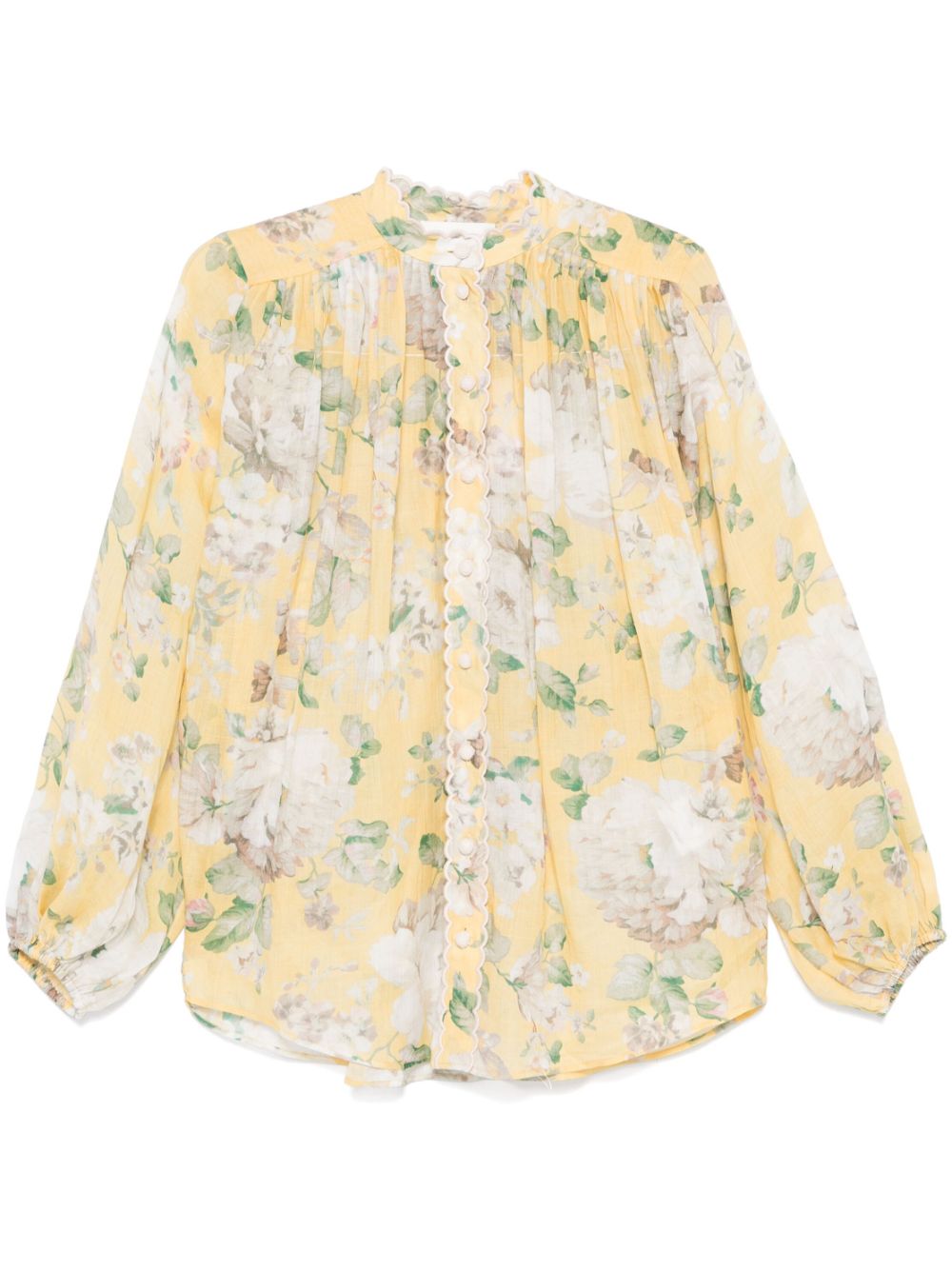 ZIMMERMANN Floral Print Blouse with Pleat Details