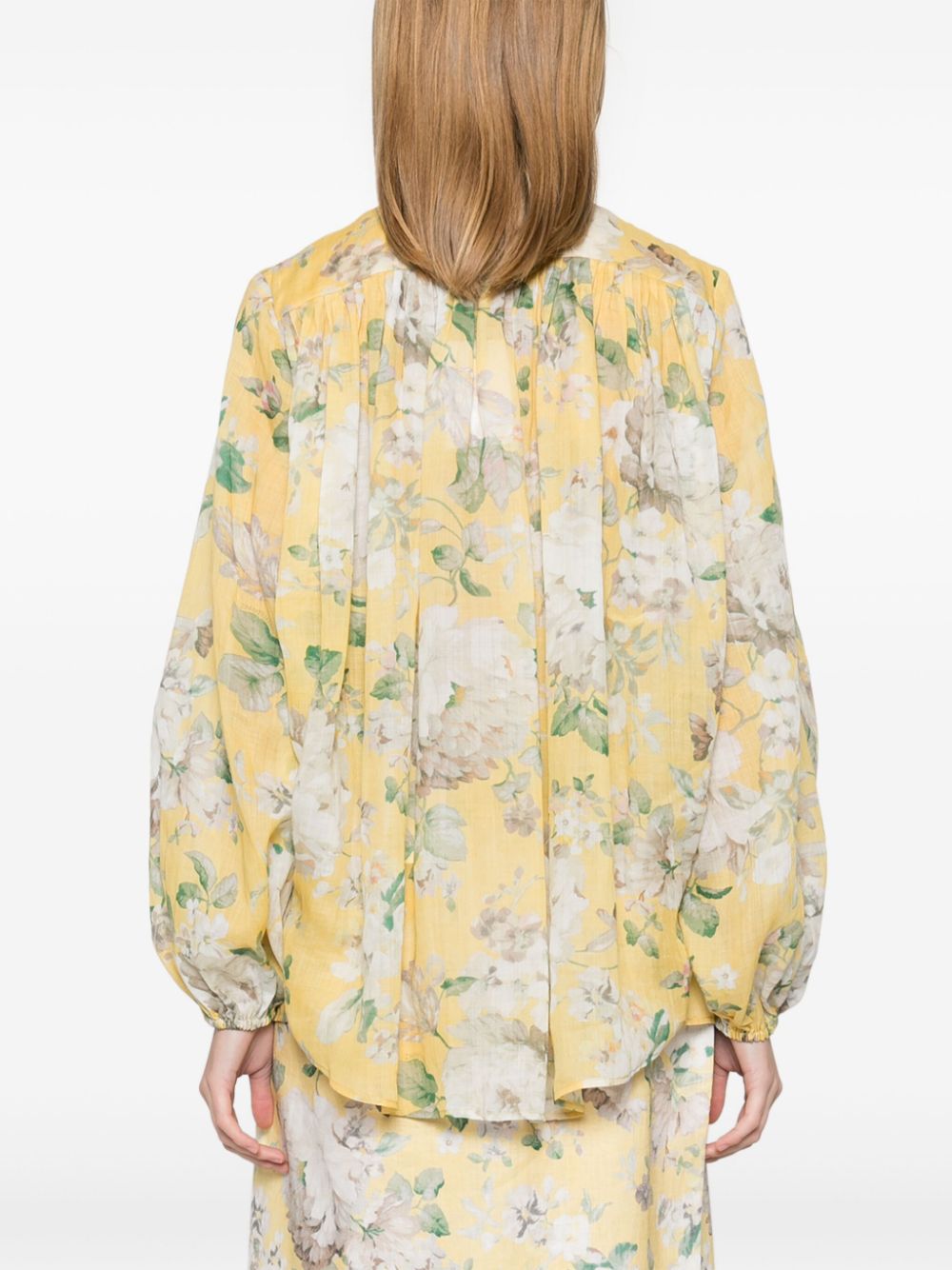 ZIMMERMANN Floral Print Blouse with Pleat Details