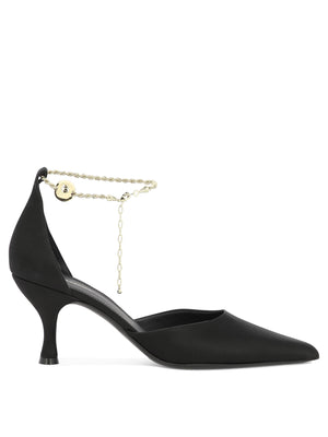 FERRAGAMO Women's Black Ankle Chain Kitten Heel Pumps for SS24