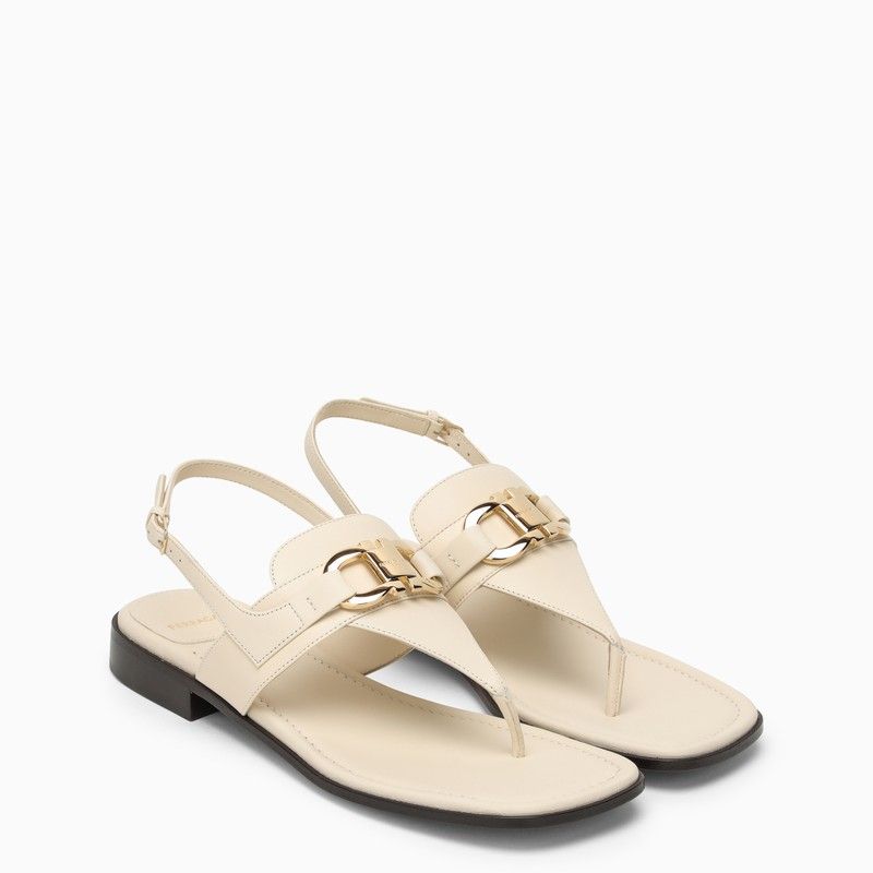 Ivory Gancini Thong Sandal by Salvatore Ferragamo