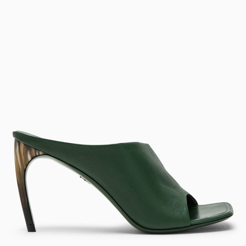 FERRAGAMO Forest Green Slide with Curved Heel for Women