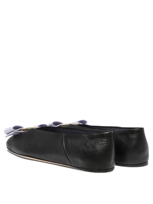 FERRAGAMO Sleek Black Leather Ballet Flats for Women - FW24 Collection