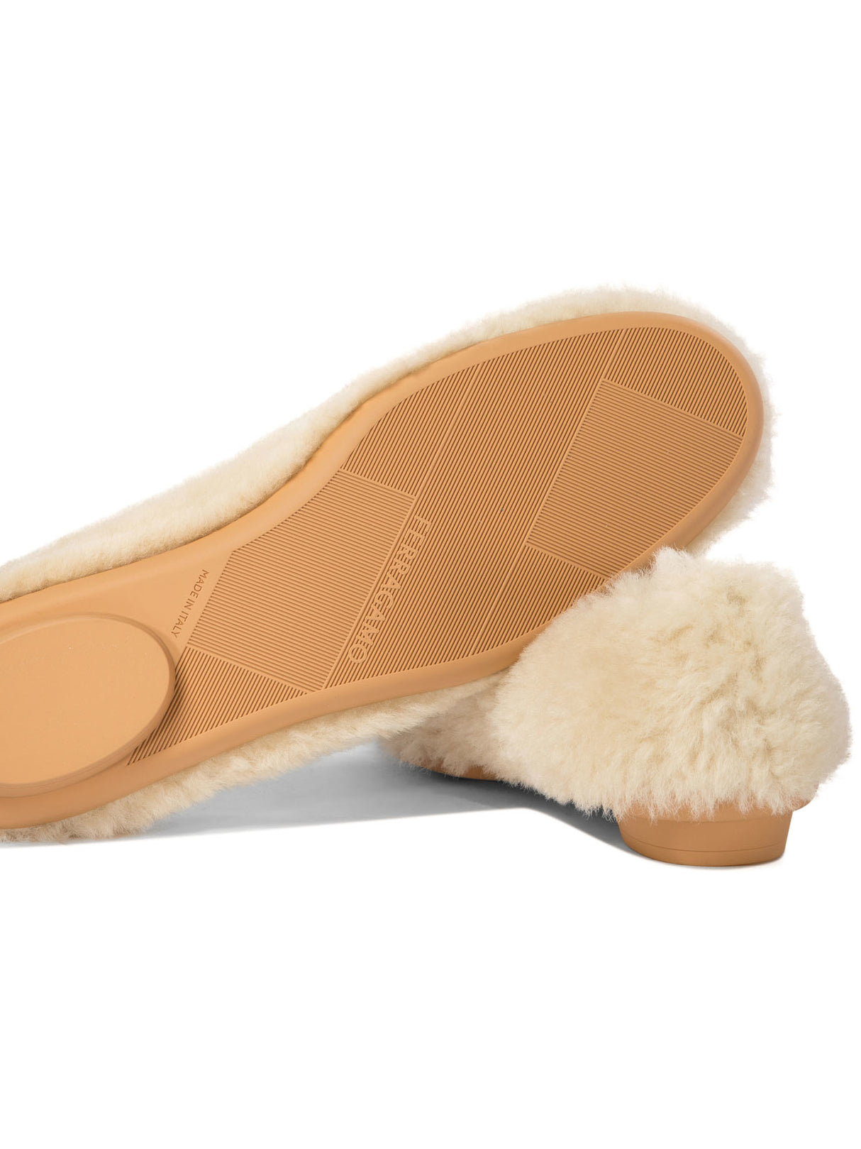 FERRAGAMO Chic Shearling Ballet Flats with Oval Heel