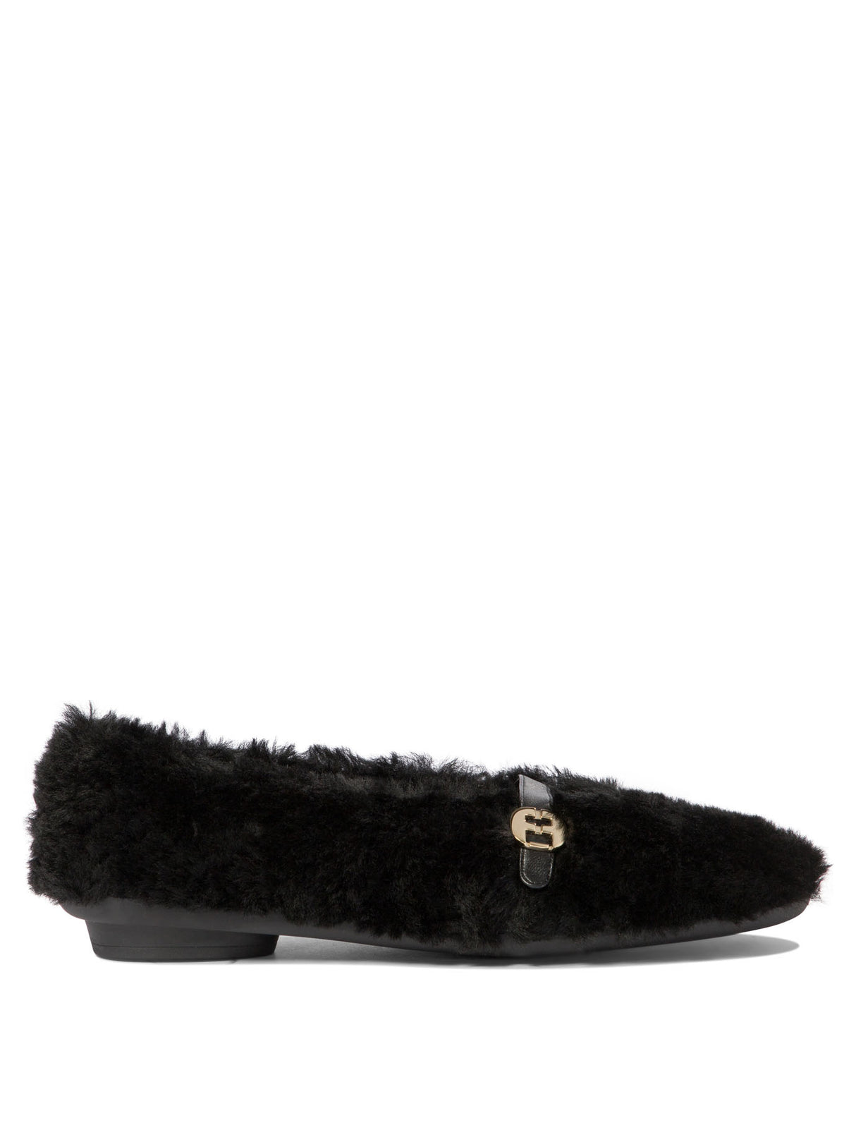 FERRAGAMO Chic Shearling Ballet Flats with Leather Accents