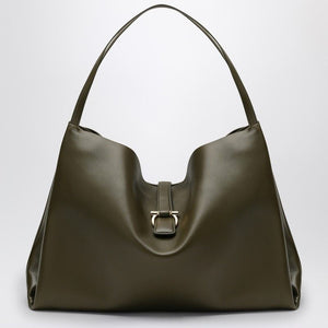 FERRAGAMO Large Olive Green Leather Tote Handbag