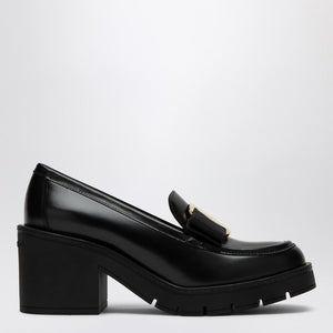 FERRAGAMO Chic Black Bow Moccasins with Heel