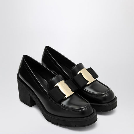 FERRAGAMO Chic Black Bow Moccasins with Heel