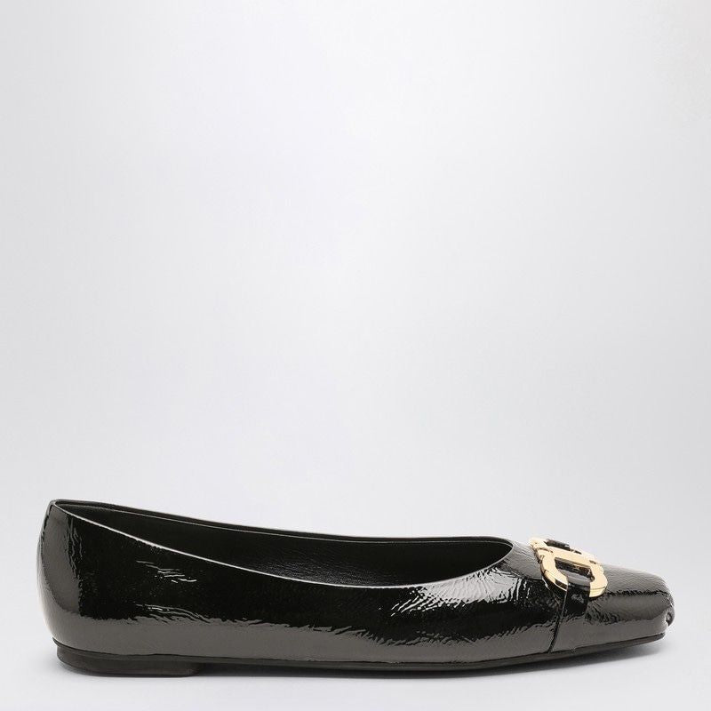 FERRAGAMO Patent Leather Gancini Hook Ballerina Flats