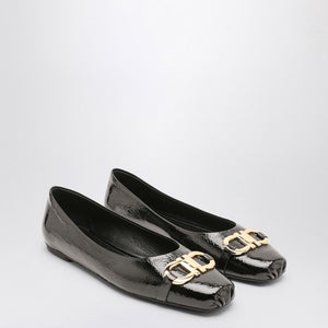 FERRAGAMO Patent Leather Gancini Hook Ballerina Flats