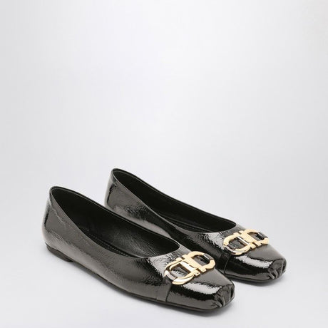 FERRAGAMO Patent Leather Gancini Hook Ballerina Flats