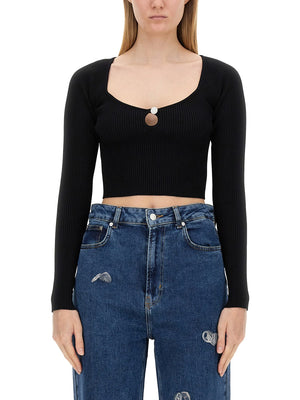 MOSCHINO JEANS Ribbed Crop Top - Size S