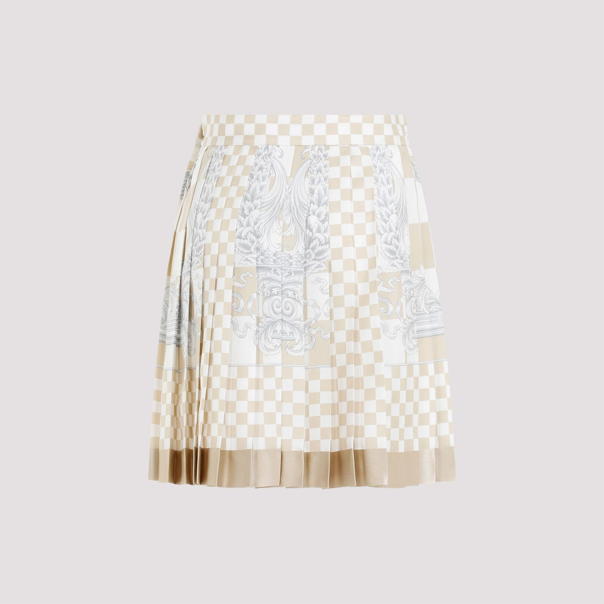 VERSACE Beige Damier Print Silk Skirt for Women - SS24 Collection